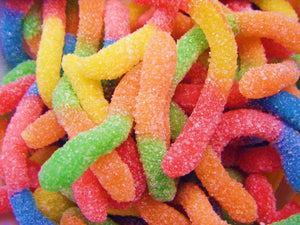 Sour Neon Worms - 100  Grams, approximately 2/3 cup